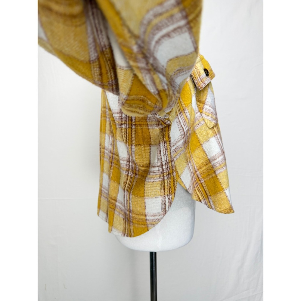 Easel Los Angeles Women Jacket L Yellow Plaid Button Up Cropped Shacket - Picture 10 of 10